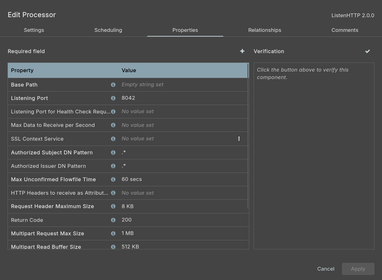 A ListenHTTP processor